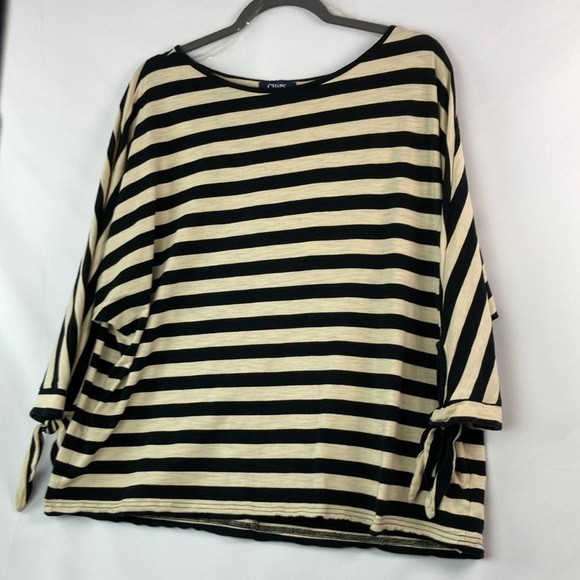 Chaps tan and black striped loose sleeve top 2XL - Picture 1 of 5